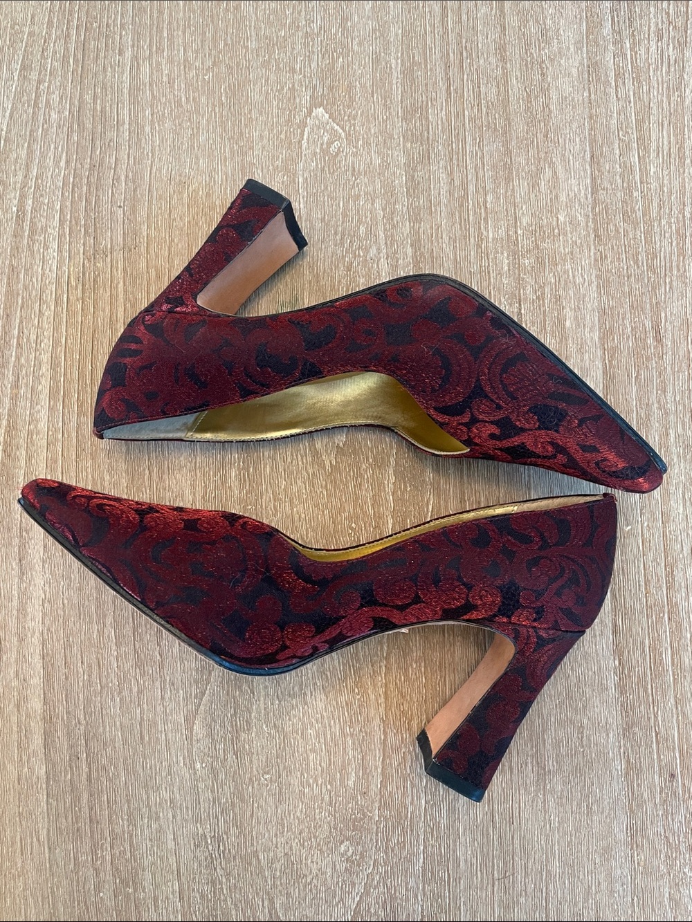 Vintage Y2K Ann Marino Red Paisley Heels